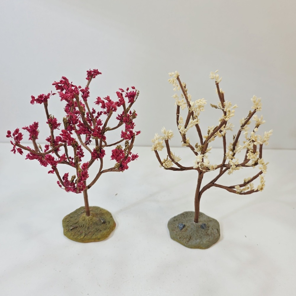 Vintage LEMAX Autumn Fall Spring Halloween Trees Set Of 2 Village Accessories
